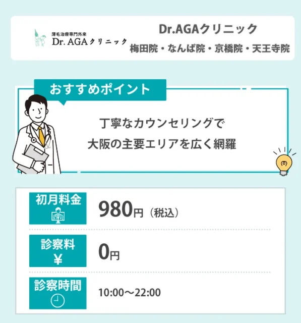 Dr.AGAクリニック 大阪梅田院・大阪なんば院・大阪京橋院・大阪天王寺院